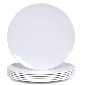 Break-resistant White 11 inch Kitchen Dishes Plate Melamine Round Dinner Plates For Restaurant