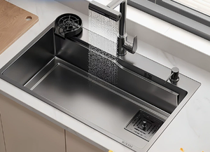 Évier de cuisine rectangulaire à trois trous en acier inoxydable à montage sous plan avec finition électrolytique facile à nettoyer - Product Image 4