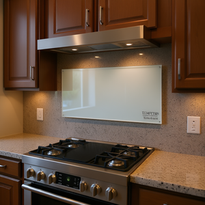 Protector de salpicaduras para cocina Tempeers, 35,43 x 23,62 pulgadas, vidrio templado blanco, estilo decorativo minimalista - Product Image 2