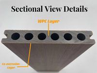 Planches de terrasse composites résistantes aux rayures et à l'usure pour l'extérieur, imperméables pour piscine, extrudées sur un seul côté, extrusion 138*23mm