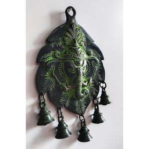 PARIJAT Artisanat Tenture murale en laiton Belle cloche Lord Ganesha pour la décoration de la porte principale d'entrée à des fins de cadeaux - Product Image 1