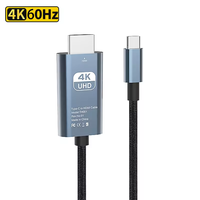 Câble USB C vers HD 2.0 tressé en PVC FJGEAR, 4K 60Hz 3D UHD, cordon vidéo Type C pour téléphone, ordinateur portable, téléviseur, moniteur, projecteur, maison, bureau