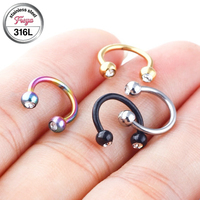 316L Stainless Steel Ear Tragus Daith Stud Piercing C Rod Horseshoe Nose Hoop Septum Lip Ring Labret Septum Barbell Jewelry