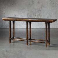 Table Console Antique Classique Chêne Foncé avec Finition Artisanale Menuiserie Traditionnelle Robuste pour Entrée de Salon