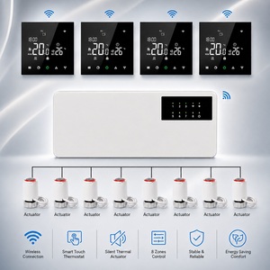 Boîtier de contrôle central intelligent WiFi RF pour <span class=keywords><strong>chauffage</strong></span> et refroidissement, contrôleur de <span class=keywords><strong>chauffage</strong></span> par le sol <span class=keywords><strong>sans</strong></span> <span class=keywords><strong>fil</strong></span> 8 zones, flexible pour usage hôtelier et industriel - Product Image 1