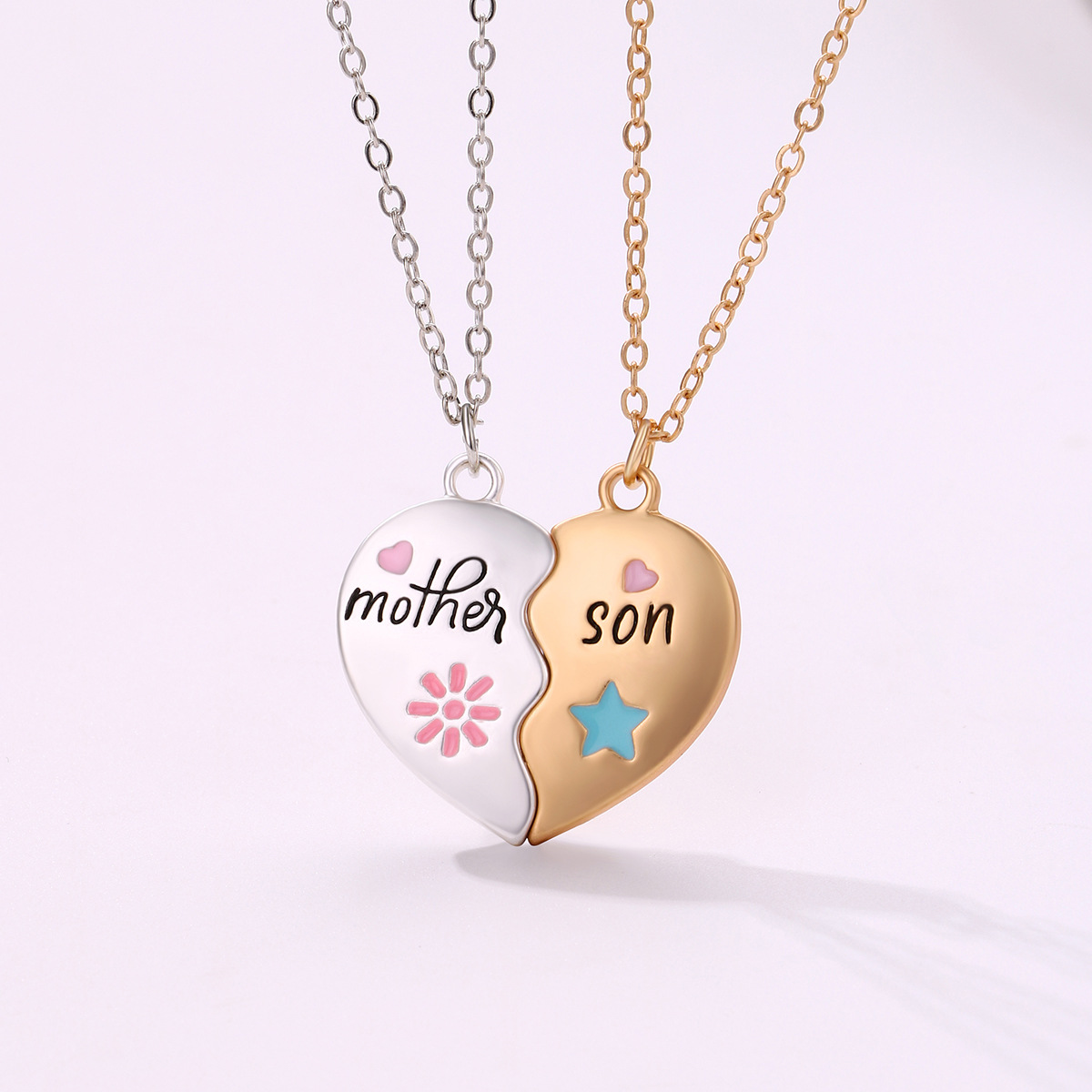 Mother Daughter Family Set Alloy Drop Oil Magnetic Pendant