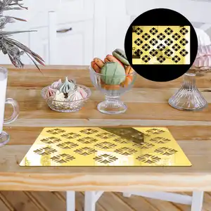 Gold Plexiglass Mirror Sheet Centerpiece Abstract Design Acrylic Mirror Table Mat