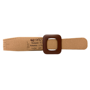 Cintura con fibbia quadrata in resina Bark, larghezza 3,5 cm, cintura in tessuto stile bohémien per donna e uomo - Product Image 1