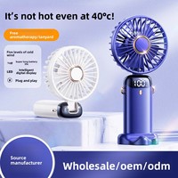 Ventilateur portable USB mini pliable rechargeable avec support pour téléphone pour usage extérieur et refroidissement de l'air