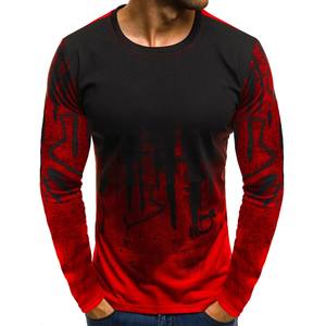 Camiseta de manga larga para hombre, estampado 3D, color degradado, secado rápido, corte ajustado, ropa deportiva para fitness y uso casual. - Product Image 2