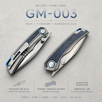 Couteau de poche EDC à manche en titane, incrustation G10 Damas, acier VG10 sablé, verrouillage Liner Lock, bouton de pouce, pour camping en plein air, vente en gros