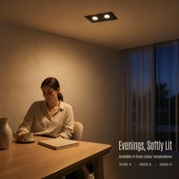 Spot encastré double tête COB LED CRI90 3CCT anti-éblouissement 175x90mm pour couloir d'hôtel et salon