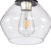 Plafonnier Vintage E26 Noir avec Verre Transparent et Base en Fer Lampe d'Intérieur de Style Industriel pour Salle de Bains Balcon Montage