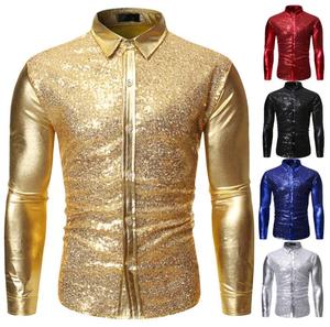 <span class=keywords><strong>Camisas</strong></span> de Lentejuelas para <span class=keywords><strong>Hombre</strong></span>, <span class=keywords><strong>Camisas</strong></span> de Vestir de Lujo de Manga Larga, <span class=keywords><strong>Camisas</strong></span> Brillantes para Bodas y Negocios - Product Image 1