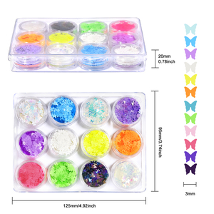 Paillettes irisées pour nail art, 12 couleurs, ensemble de paillettes scintillantes, maquillage des yeux, flocons de papillon, autocollants, décorations pour ongles - Product Image 3