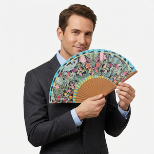 Portable Handmade <b>Bamboo</b> Wood Hand Fan with Custom Branding, Designer Promotional Fans for Marketing Campaigns - Product Image 1
