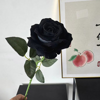 Bunga Hydrangea Sutra Hitam Buatan Tangan dengan Tangkai Bunga untuk Upacara Pernikahan, Aula Hotel, Halloween, Hari Valentine