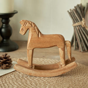 Scandinavian Style Hand-Carved Engraved Pine <strong>Wood</strong> Rocking Horse Eco-Friendly Christmas Desktop <strong>Decoration</strong> <strong>for</strong> <strong>Home</strong> or Office - Product Image 3