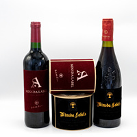 Etiqueta Adhesiva Impermeable de Alta Calidad para Vino y Bebidas, Rollo de Etiquetas con Impresión UV en Dorado y Acabado Flocado