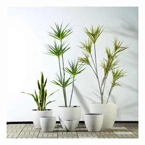 Pots de fleurs en plastique de grande taille pour le jardin extérieur Décorations de pot de jardinière demi-ovale pour la maison Vases de jardinière d'intérieur