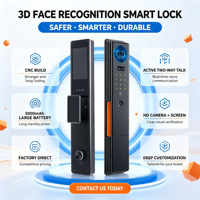 Serrure intelligente en alliage d'aluminium TUYA WIFI 3D avec reconnaissance faciale et empreintes digitales pour portes en acier/aluminium avec carte mémoire et stockage cloud et SDK