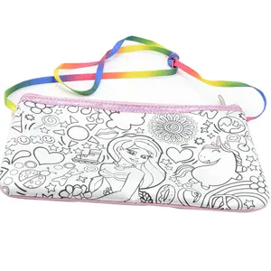 New Arial Mermaid Princess DIY Hand-painted Crossbody Bag with Colorful Rope and Rainbow Webbing Strap, Cute and Sweet Design