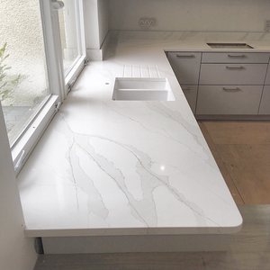 Bán Hot nhựa Epoxy trắng đá thạch anh encimera de cocina bàn bếp với xây dựng trong bồn rửa - Product Image 4