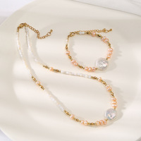 Collier et bracelet délicats en pierre naturelle en forme de bouton de perle, style rétro, pour petite amie, mère, amante, amies
