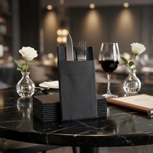 Serviettes de table jetables effet lin, couverts emballés, essuie-tout en <span class=keywords><strong>papier</strong></span> <span class=keywords><strong>pour</strong></span> mariages, banquets et hôtels - Product Image 5