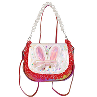 Lapin de Pâques Design Toddler Purse Girls Fashion Cute PU Plush Zipper Closure Crossbody Hand Bag pour les enfants âgés de 3 à 8 ans