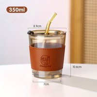 Gobelet en verre personnalisé avec logo, pour thé, jus, café, avec couvercle et paille, usage quotidien, verre de haute qualité