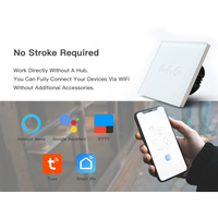 Interrupteur tactile intelligent Zigbee Mvava CE avec panneau en verre cristal, norme européenne, 1 gang, double pôle, 3 voies, variateur de lumière avec commande vocale WiFi