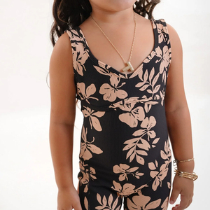 Mono de niña con estampado hawaiano de diseño de alta calidad, cuello cuadrado, personalizado, de nailon suave. - Product Image 3