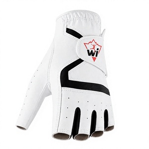 Guante de Golf Transpirable de Primera Calidad, Medio Dedo, con Aspecto de Cuero Blanco, Paneles de Agarre Negros, Correa de Muñeca Ajustable, Diseño Unisex - Product Image 2