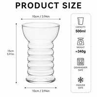 Vente en gros de gobelets en verre borosilicate haute résistance à paroi côtelée de 17 oz, transparents, pour café glacé, jus, soda, boissons froides, café, restaurant