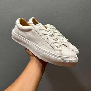 Zapatillas Casuales de Piel Genuina Blanca para Hombre, Hechas a Mano, con Cordones, Cómodas, Antideslizantes, Ligeras, con Entresuela de EVA y Suela de Goma, para Primavera - Product Image 2