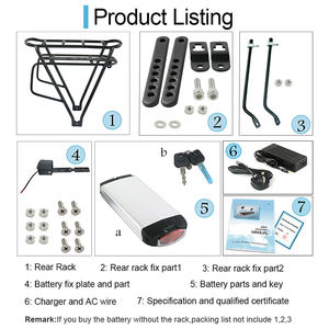 US EU No Tax Rack arrière <span class=keywords><strong>36V</strong></span> 13Ah <span class=keywords><strong>Batterie</strong></span> de vélo électrique <span class=keywords><strong>36V</strong></span> 300W 350W 500W <span class=keywords><strong>Batterie</strong></span> au lithium-ion + <span class=keywords><strong>Porte</strong></span>-bagages double couche - Product Image 6