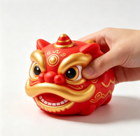 Balle anti-stress en mousse PU personnalisée avec logo, forme de lion porte-bonheur traditionnel, jouet sensoriel à presser pour soulager le stress