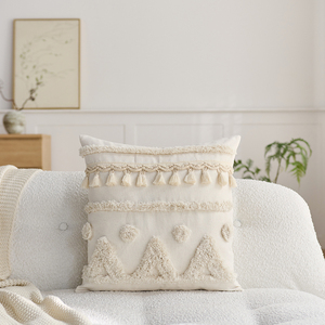 Funda de Almohada Decorativa de Lino con Borlas, Estilo Bohemio Nórdico Marroquí, 45x45cm, para Decoración del Hogar y Sofá - Product Image 4