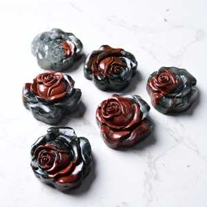 สินค้าขายดี คุณภาพสูง ผลิตภัณฑ์บำบัดจิตวิญญาณ งานแกะสลักคริสตัลรูปดอกไม้ หินบลัดสโตนสีชมพู สำหรับเป็นของขวัญ - Product Image 6