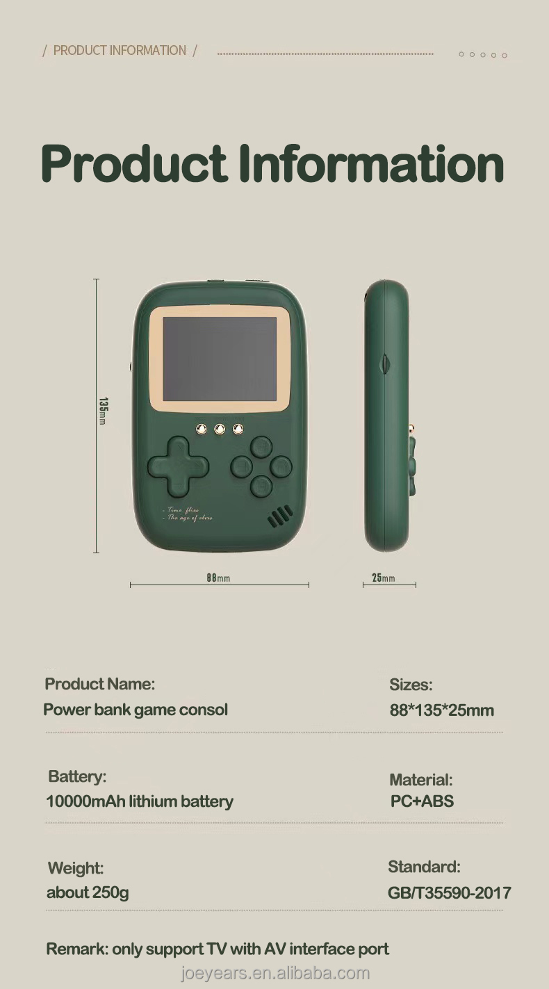 الرجعية وحدة تحكم بجهاز لعب محمول المدمج في 500 الكلاسيكية الرجعية ألعاب 10000mAh قوة البنك قابلة للشحن لعبة لاعب