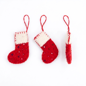 Lot de chaussettes de Noël rouges miniatures en feutre pour enfants, ornements faits à la main à suspendre à l'arbre, ensemble cadeau en gros - Product Image 2