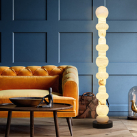 Lampe sur pied en albâtre naturel empilé de style moderne Wabi Sabi avec éclairage LED pour salon, chambre à coucher, hôtel