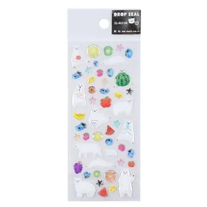 SHANLE Wholesale Cute Mini Colorful Crystal Sticker Kawaii Stationery Deco Phone Cartoon 3D Epoxy Resin Sticker for kid child