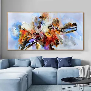 Art mural abstrait scandinave, grande taille, toile HD colorée, peinture à l'huile faite à la main, impression d'affiche rectangulaire verticale personnalisée - Product Image 6