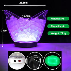 Seau à glace LED transparent en acrylique <span class=keywords><strong>4L</strong></span>, forme mini-bateau, éclairage RGB, refroidisseur de champagne et de vin pour bar et fête - Product Image 2