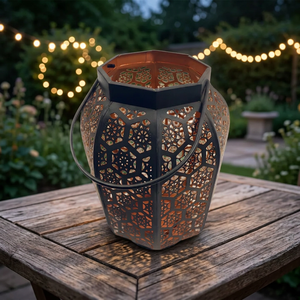 Luxury <b>Moroccan</b> Style Lantern with Antique Metal & Glass <b>Decorative</b> Candle Holder for International Buyers - Product Image 5
