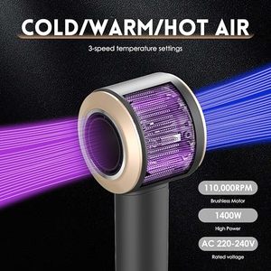 Secador de Pelo Profesional HD08 de Alta Calidad con Iones Negativos Ultrasónicos, Motor de Corriente Continua de Alta Velocidad de 1600W, para Uso en Hoteles y Salones de Belleza, Secador de Plástico - Product Image 2