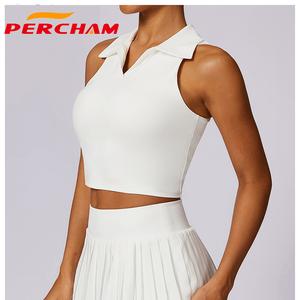 女性用カスタムヌードタイトクイックドライスポーツベストポロラペルスウェットシャツ大人用ランニングテニスフィットネス - Product Image 3