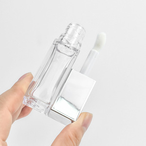 Tubo de Brillo Labial Cuadrado de PETG de Alta Calidad, 9.5 ml, Botella de Brillo Labial de Gran Capacidad con Cabezal de Cepillo, Envase Plateado para Suero Labial, Caja Cosmética Vacía - Product Image 2